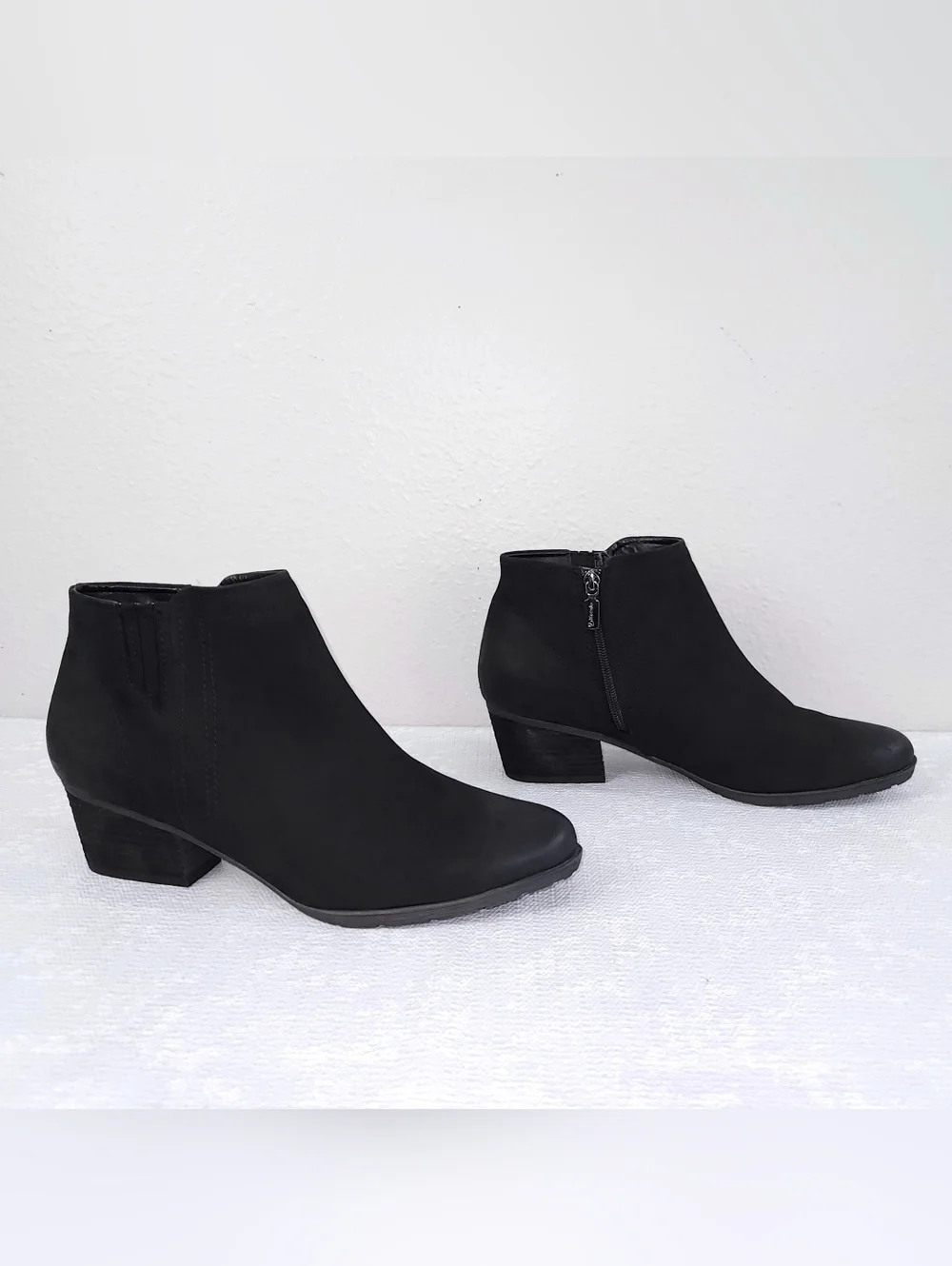 BLONDO Valli 2.0 Boots US 12 Waterproof Black Nubuck Heeled Ankle Booties